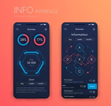 Vector graphics mobile infographics with two and four options. Template for Stock Illustration