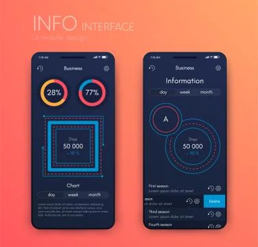 Vector graphics mobile infographics with two and one options. Template for Stock Illustration