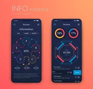 Vector graphics mobile infographics with two and five options. Template for Stockillustratie