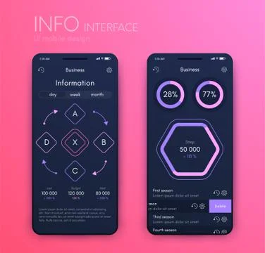 Vector graphics mobile infographics with two and four options. Template for Stock Illustration