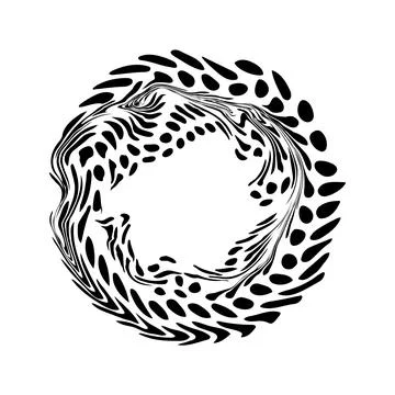 Vector graphics. Monochrome blots, petal-shaped spots and animal print. Round Stock Illustration
