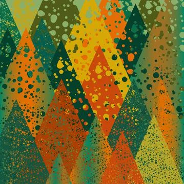 Vector graphics. Perforation, landscape, autumn, forest, leaves turn yellow. Stock-Illustration