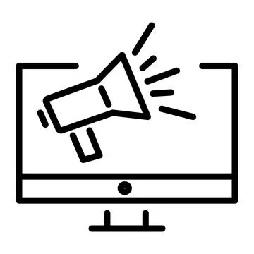 Vector graphics. SEO marketing, analytics, advertising, business icon. Linear Stock Illustration