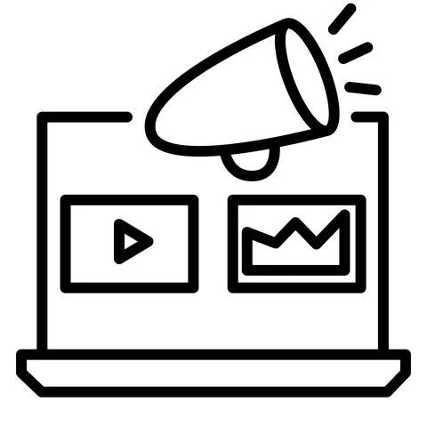 Vector graphics. SEO marketing, analytics, advertising, business icon. Linear Illustrazione stock