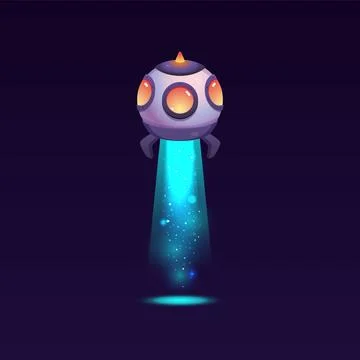 Vector graphics with a spaceship taking off with flickering light from the Stock Illustration