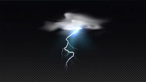 Vector graphics of a thundercloud with lightning discharge and flashes of light Illustrazione stock