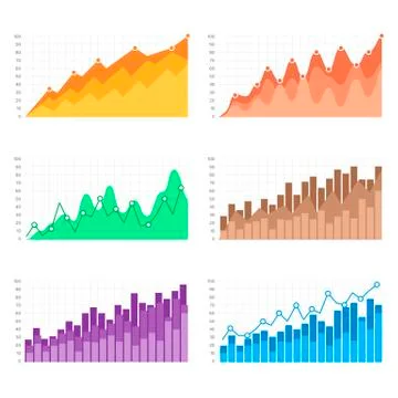 Vector graphs, charts with flat elements. Infographic for business presentation 库存插图