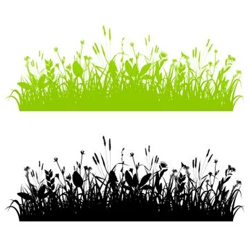 Vector grass borders set isolated on white background Stock Illustration