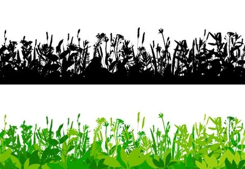 Vector grass borders set isolated on white background 스톡 일러스트