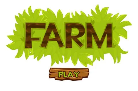 Vector grass bush farm logo for ui game. Stock Illustration