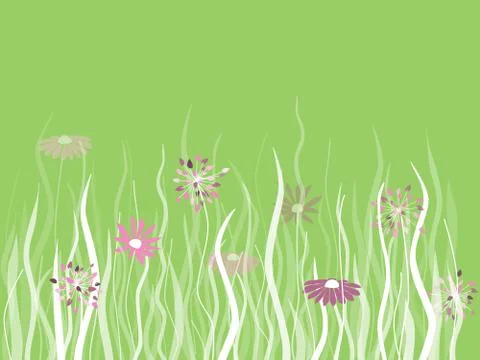 Vector grass with flowers on green Illustrazione stock