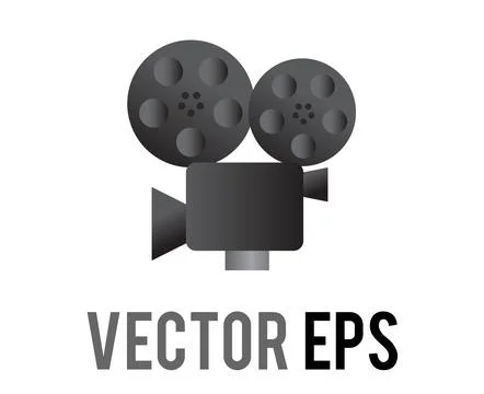 Vector gray and black classic movie camera icon Stock Illustration