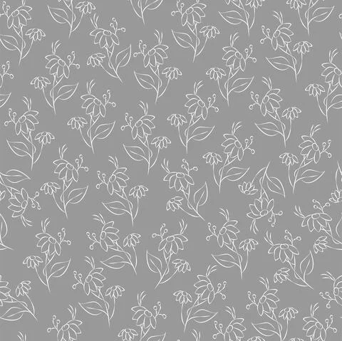 Vector gray and whit. Floral seamless pattern. Bouquet of wild flowers. Stock Illustration