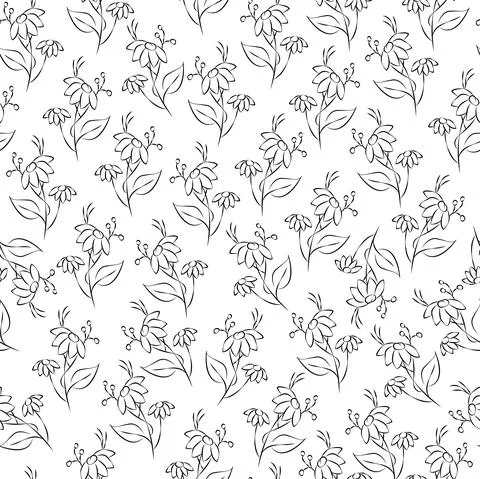 Vector gray and whit. Floral seamless pattern. Bouquet of wild flowers. Stock Illustration