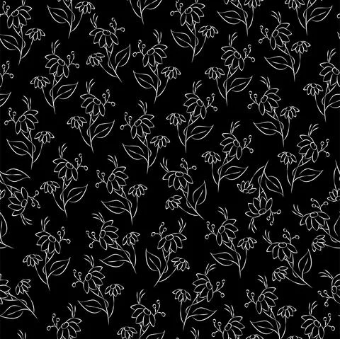 Vector gray and whit. Floral seamless pattern. Bouquet of wild flowers. Stock Illustration