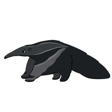 Vector gray beautiful outline cute fluffy cartoon isolated ant-eater or antea Stock Illustration