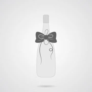 Vector Gray Bottle of Champagne Flat Icon Stock Illustration