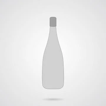 Vector Gray Bottle of Champagne Flat Icon Stock Illustration