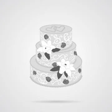 Vector Gray Cake Flat Icon Stock Illustration
