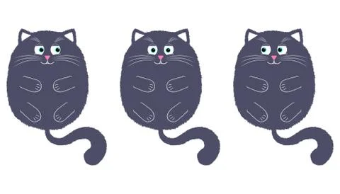 Vector Gray Cat in Cartoon Style. 2 Stock Illustration