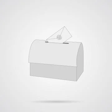 Vector Gray Chest with an Envelope Flat Icon Stock Illustration