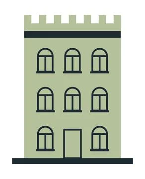 Vector gray fortress with windows and a door eps 10. Vector Fortified place with Illustrazione stock
