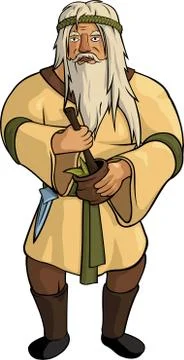 Vector gray haired alchemist Stock Illustration
