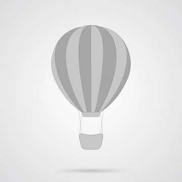 Vector Gray Hot Air Balloon Flat Icon Stock Illustration