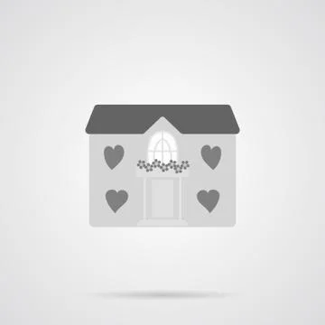 Vector Gray House Flat Icon Stock Illustration