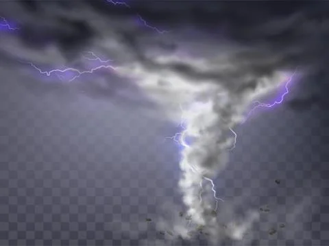 Vector gray hurricane, tornado with lightnings Stock-Illustration