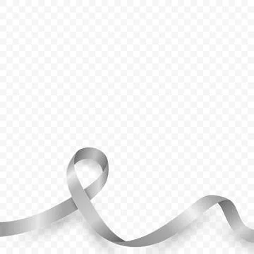 Vector Gray Ribbon Loop, Ribbon Accent, Ribbon Design. Brain Cancer Awareness Stock Illustration