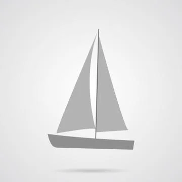 Vector Gray Sailing Yacht Flat Icon Stock Illustration