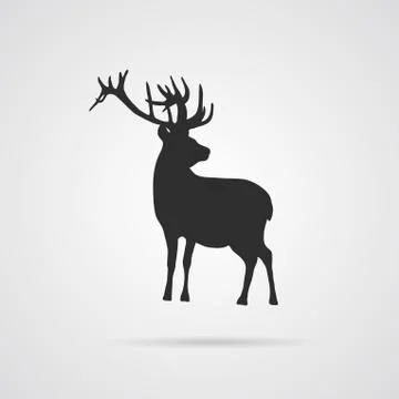 Vector Gray Silhouette of Deer Stock Illustration