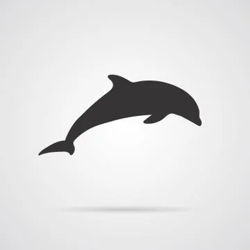 Vector Gray Silhouette of Dolphin Stock Illustration