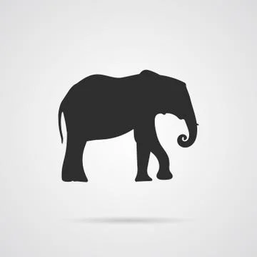 Vector Gray Silhouette of Elephant Stock Illustration