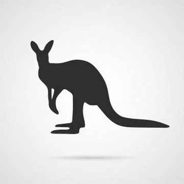 Vector Gray Silhouette of Kangaroo Stock Illustration