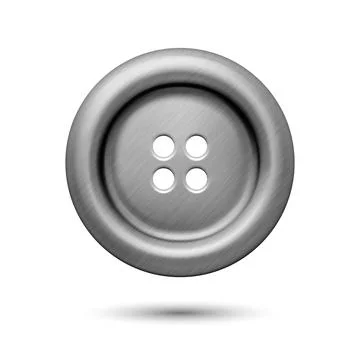 Vector Gray Silver Color Metal Four Hole Clothes Button Closeup, Isolated on Stock Illustration