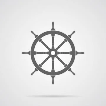 Vector Gray Steering Wheel Flat Icon Stock Illustration