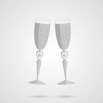 Vector Gray Two Glasses Flat Icon Stock Illustration