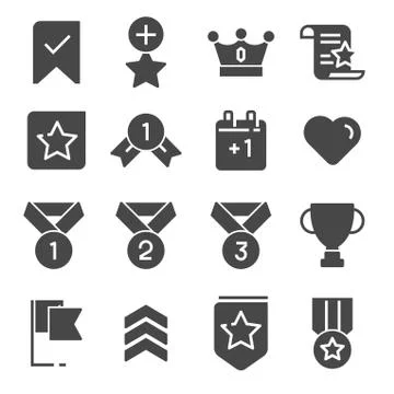 Vector Gray Votes and Rewards icons set Stock Illustration