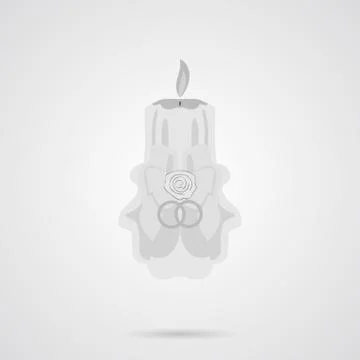 Vector Gray Wedding Candle Flat Icon Stock Illustration