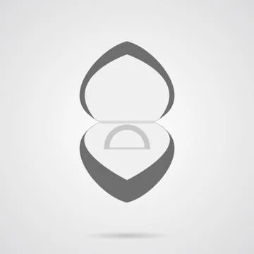 Vector Gray Wedding Ring in Box Flat Icon Stock Illustration
