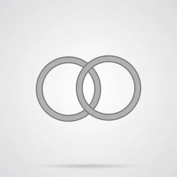 Vector Gray Wedding Rings Flat Icon Stock Illustration