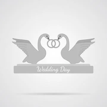 Vector Gray Wedding Swans Flat Icon Stock Illustration