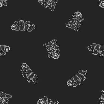 Vector Gray white cute Tardigrade, water bears or moss piglets repeat seamles Illustrazione stock