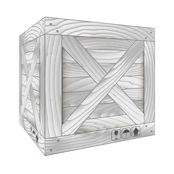Vector of gray wooden box on white Stockillustratie