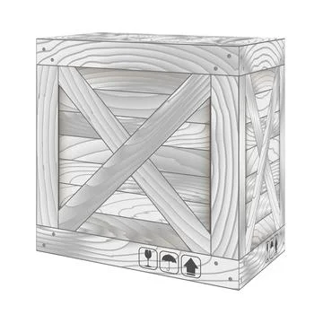 Vector of gray wooden box on white イラスト素材