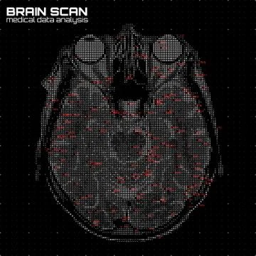 Vector grayscale abstract brain tomography analysis illustration. Digital bra Stockillustratie