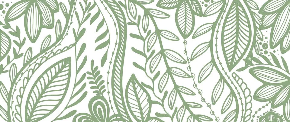 Vector green abstract hand drawn drawing. Stock Illustration