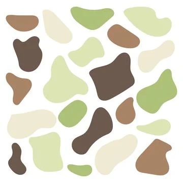 Vector green and brown various abstract shapes. Cute Boho nursery clipart. Ha Stock Illustration